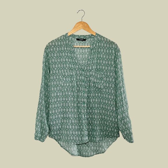 Green Vintage Printed Blouse - Picture 1 of 2